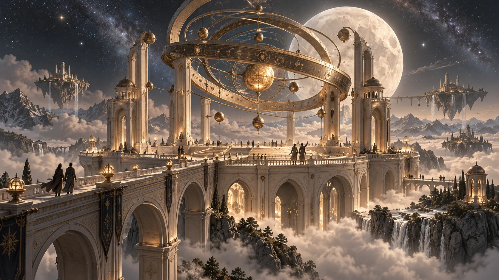 An otherworldly observatory beneath a vast celestial sky